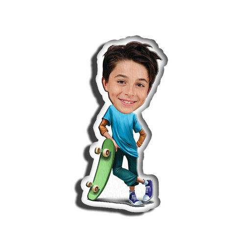 Custom Face Pillow Skateboarder Minime 3D Portrait Personalized Photo Pillow Funny Gifts for Kids