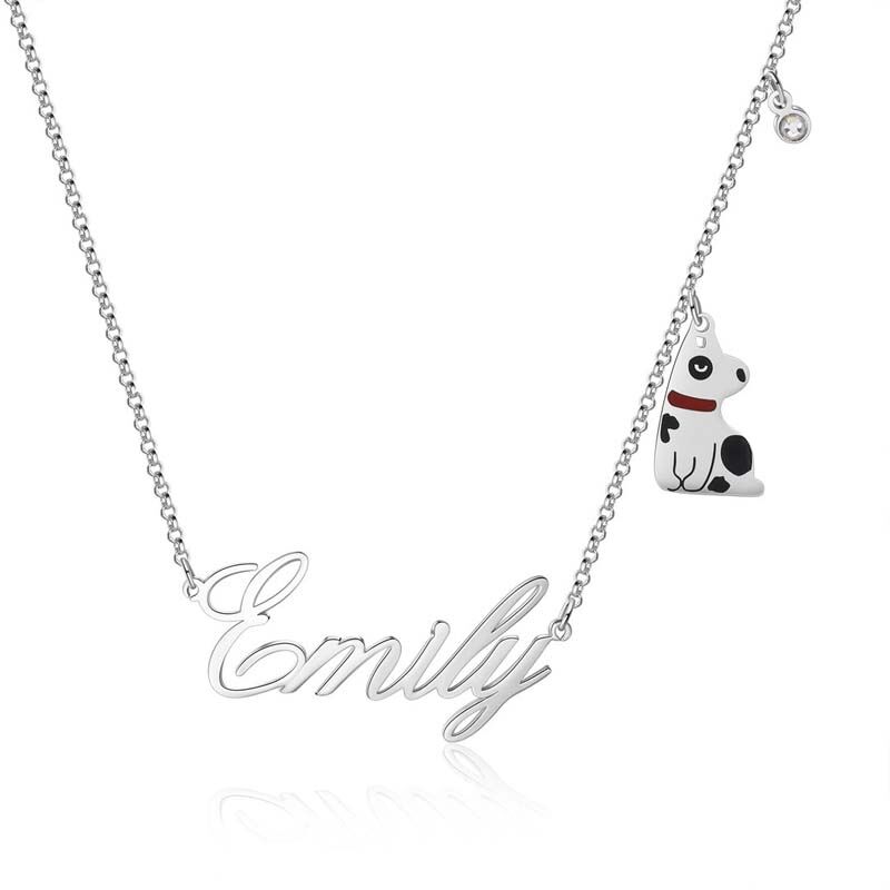 Personalized  Name Necklace with Dog Pendant