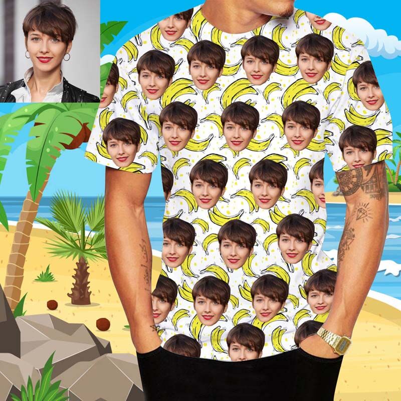 T-shirt pour homme Hawaïen personnalisé imprimé avec une banane