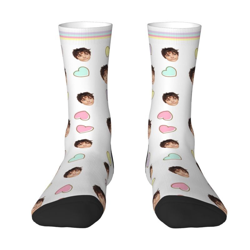 Customizable Face Socks Added Photo Printted Colorful Heart