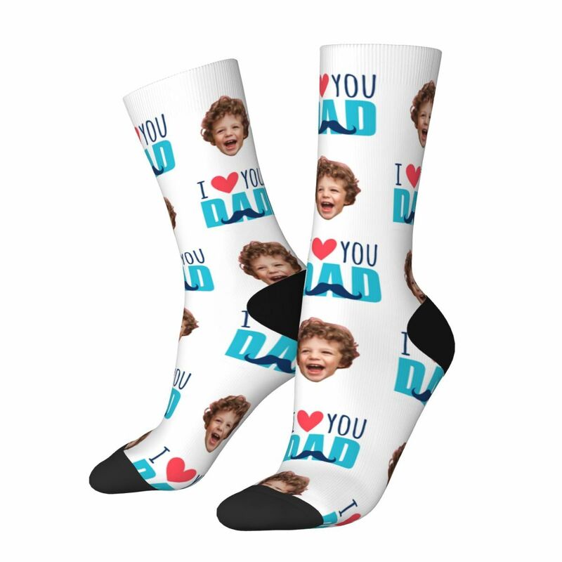 "I LOVE DADDY" Customized Face Socks Mid-calf Socks Father's Day Gift