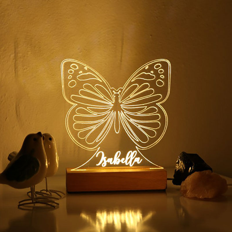 Personalized Name Night Light with Butterfly Pattern Simple Gift for Kids