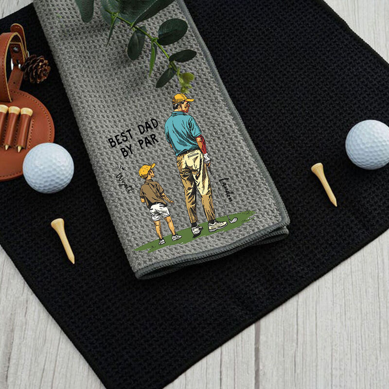 Custom Golf Towel Heat Transfer Father and Son Printing Father's Day Gift for Dad