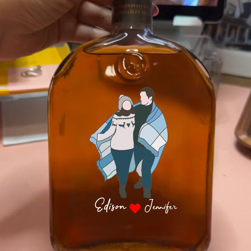 Personalized Picture Whiskey Bottle with Heart Pattern Interesting Gift for Your Love