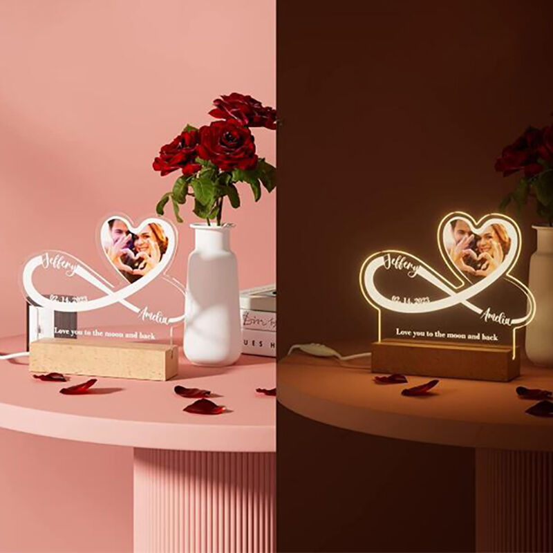 Personalized Picture Night Light Heart Design Interesting Gift for Couples