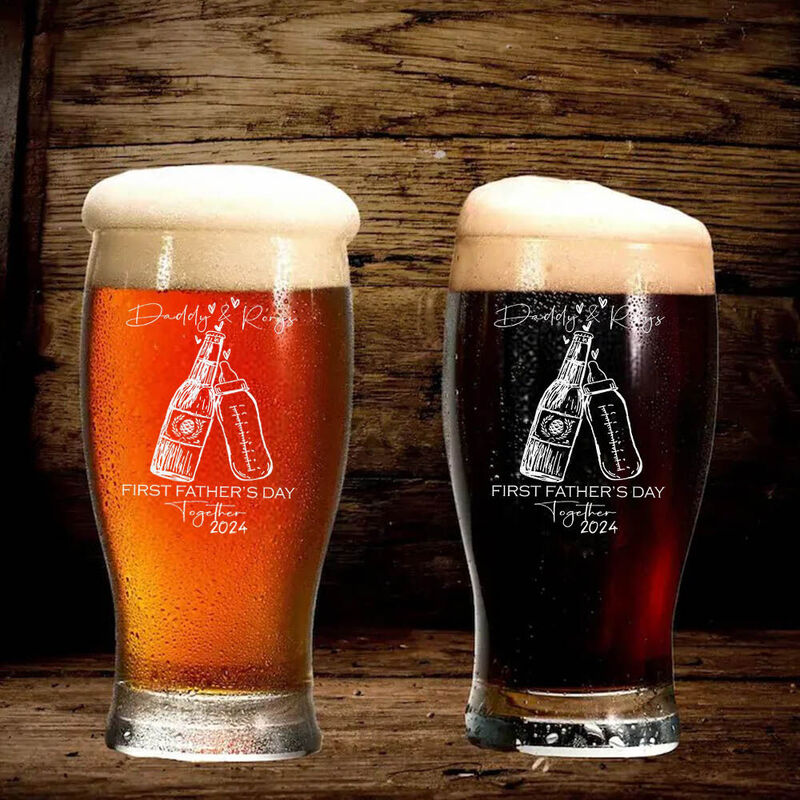 Personalized Name Beer Glass Best Father's Day Gift "Cheers"