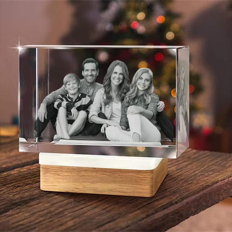 Aangepaste 3D-kristal foto kubus Keepsake familieportret kristal ornamenten voor vaderdag