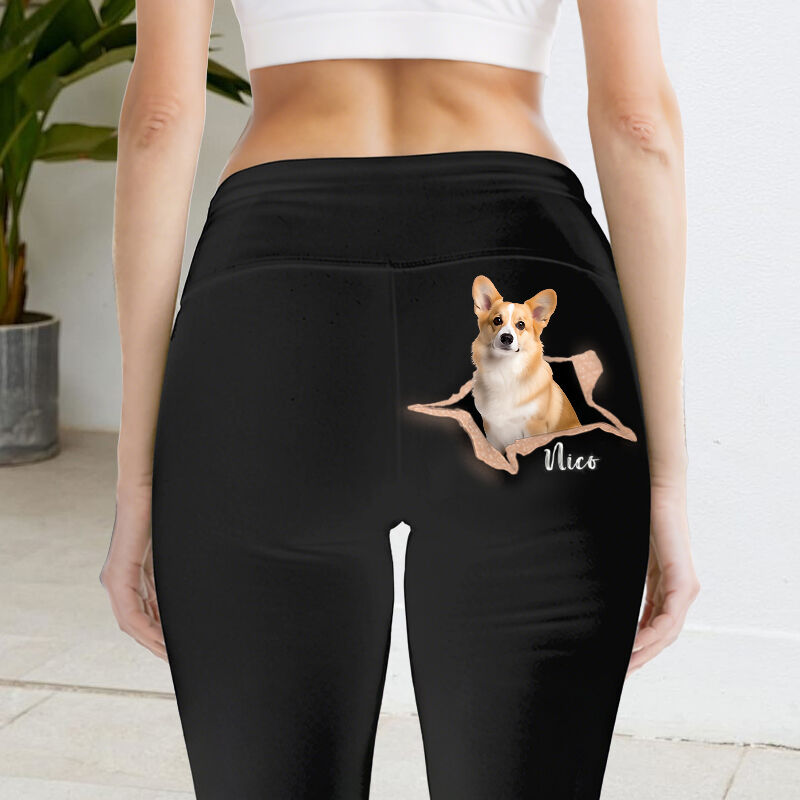 Leggings personnalisés avec photo d'animal motif amusant et craquelé cadeau créatif pour ses amoureux des animaux