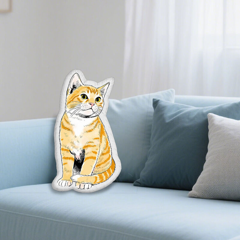 Almohada personalizada con foto de dibujos animados, diseño de gato cómico americano, regalo para amantes de las mascotas.