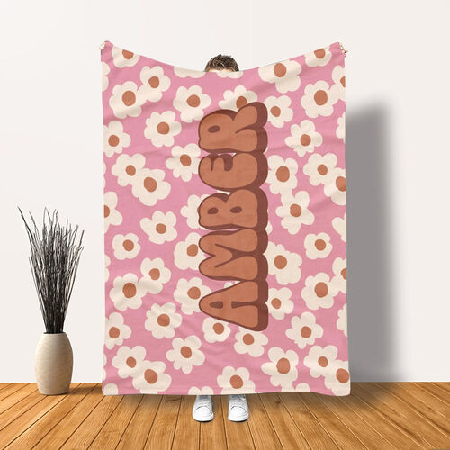 Personalized Blanket With Custom Name And Small Daisy Pattern