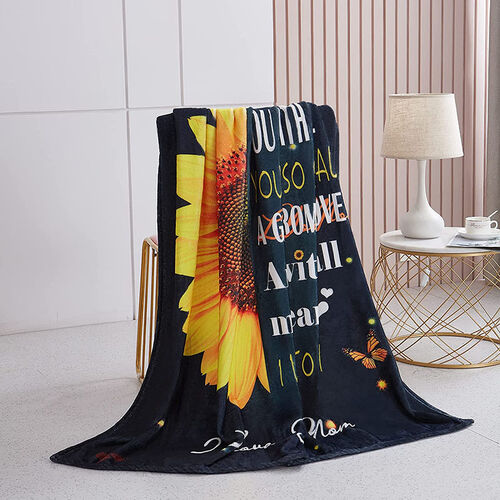 Personalisierte Flanellbriefdecke Sonnenblume Schmetterling Stern Muster Decke Geschenk von Kinder für Mama