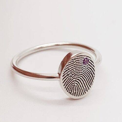 Personalized Birthstone Fingerprint Ring