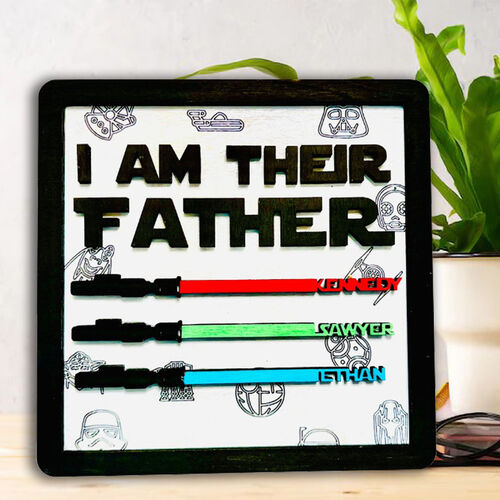 Personalized Lightsaber Name Puzzle Frame with Star Wars Pattern for Father's Day