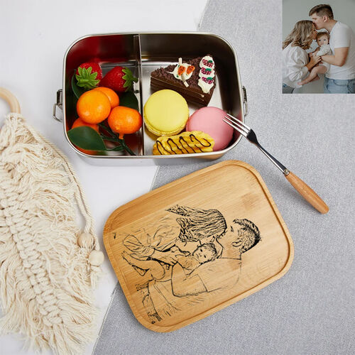 写真入れ イラスト お弁当箱 ステンレス 木製 カスタマイズ