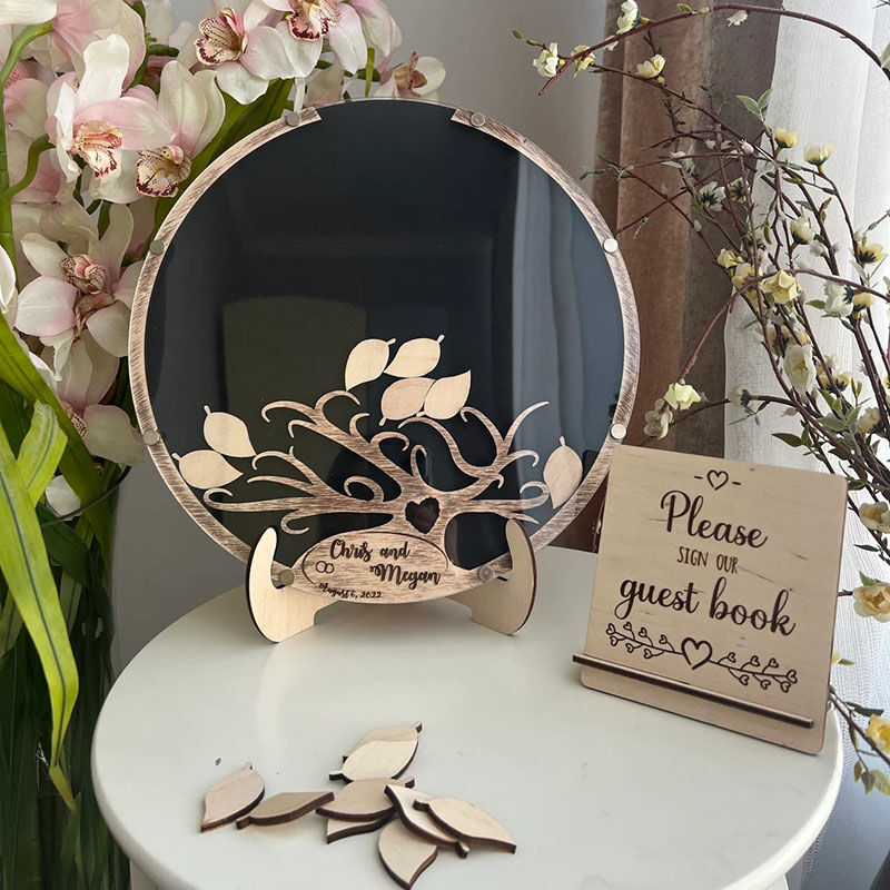 Livre D'or Personnalisé Pour Anniversaire - Avec Cœurs En Bois, Panneau Acrylique, Pour Fête Et Invités (style 7)