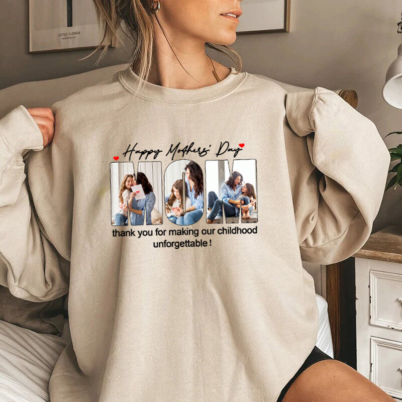 Personalized Sweatshirt with Custom Photos and Messages for Mother's Day Gift
