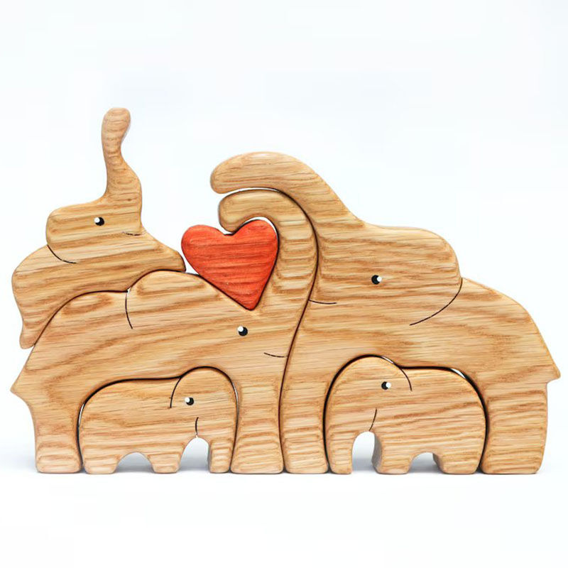 Personalized Wooden Elephant Custom Family Names Heartwarming Gift
