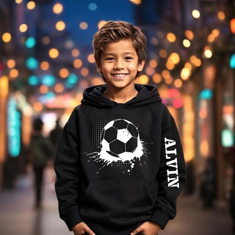 Personalized Children's Hoodies With Custom Names And Football Graphics For Sports Lovers