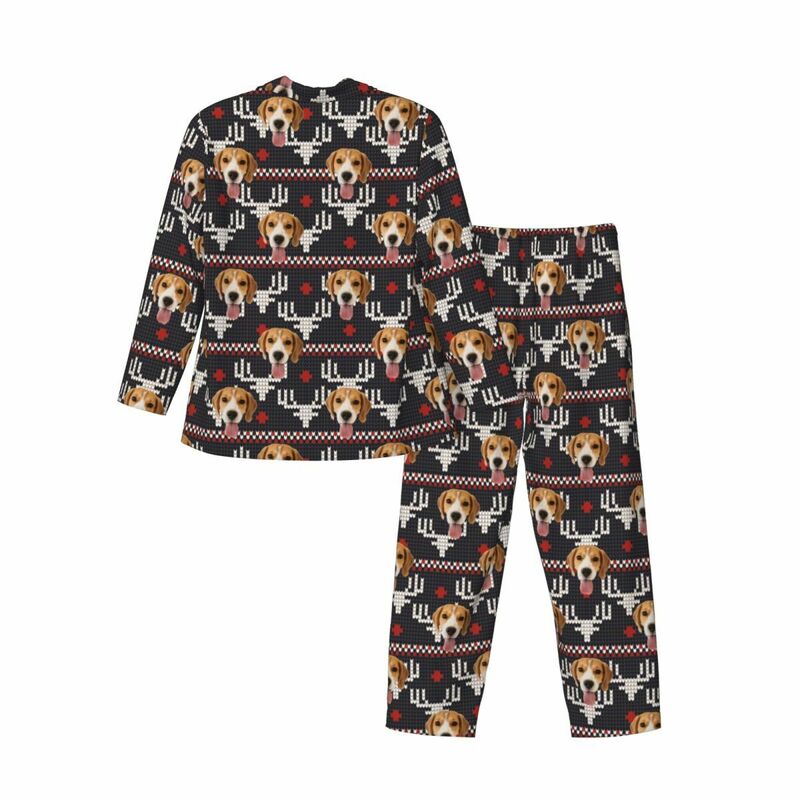 Personalized Pajamas Custom Photo Reindeer Pixel Pattern Design Perfect Christmas Gift for Loved One