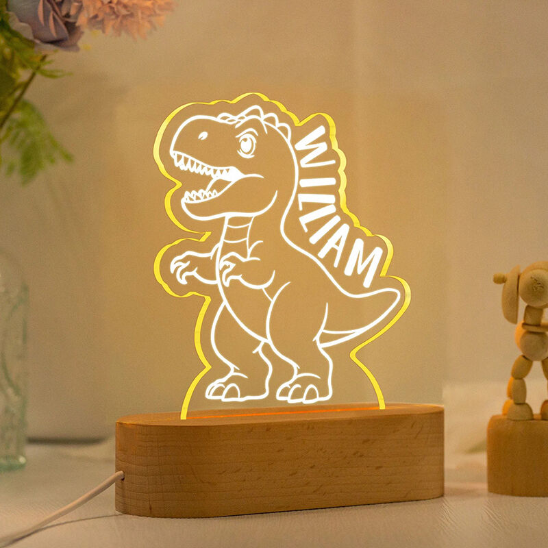 Personalized Name Night Light with Dinosaur Pattern Funny Gift for Kids