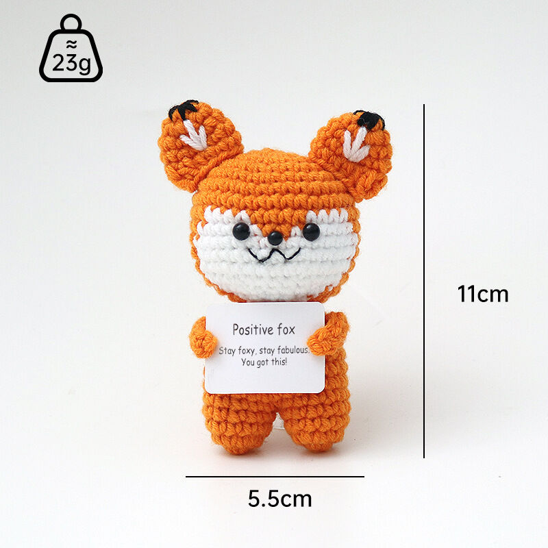 Handmade Crochet Fox Positive Doll Funny Present for Kids