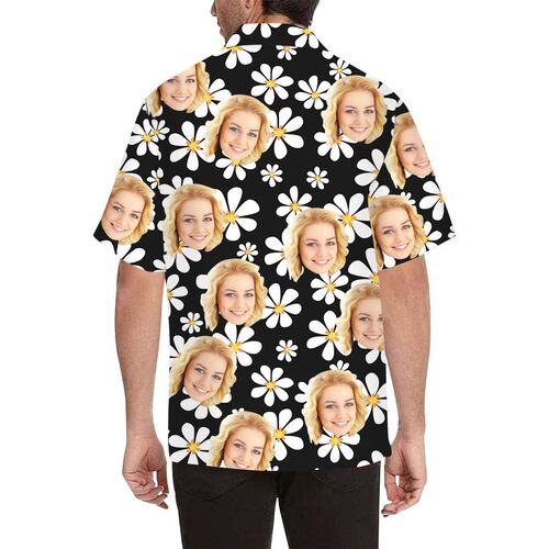 Custom Face Daisy Men's All Over Print Hawaiian Shirt