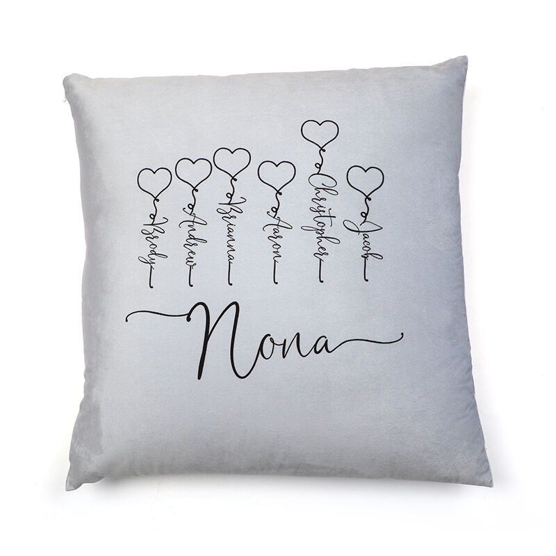 Custom Family Pillow with Heart Engraving 1-10 Names