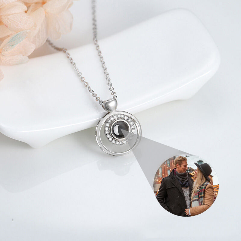 Personalized Photo Projection Necklace- To Lover- Love You Forever