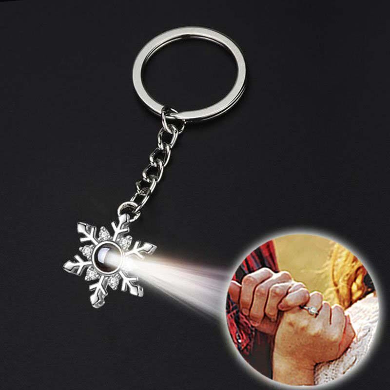 Personalized Photo Projection Keychain-Christmas Snowflakes