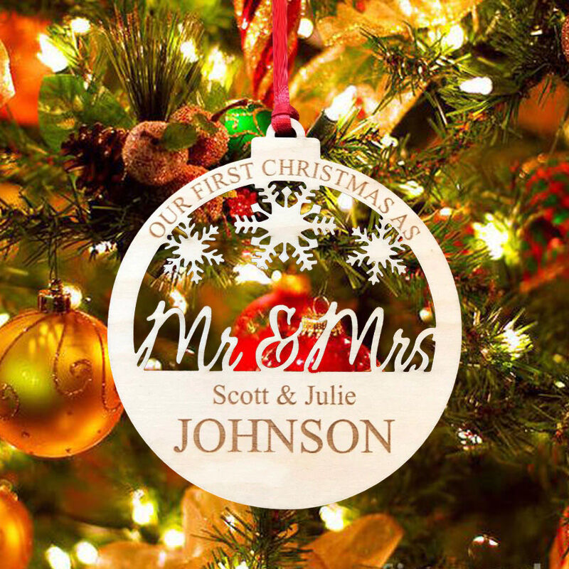 Personalized Mr & Mrs First Married Christmas Ornament for Couple