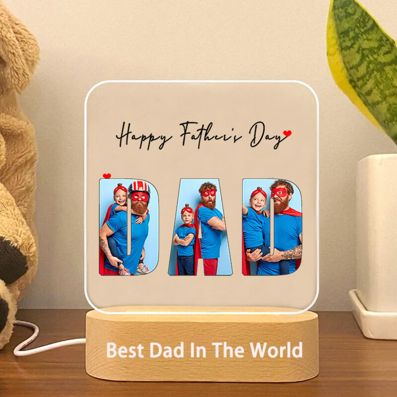 Personalized Acrylic Plaque Picture Lamp with Custom Photos for Father's Day Gift