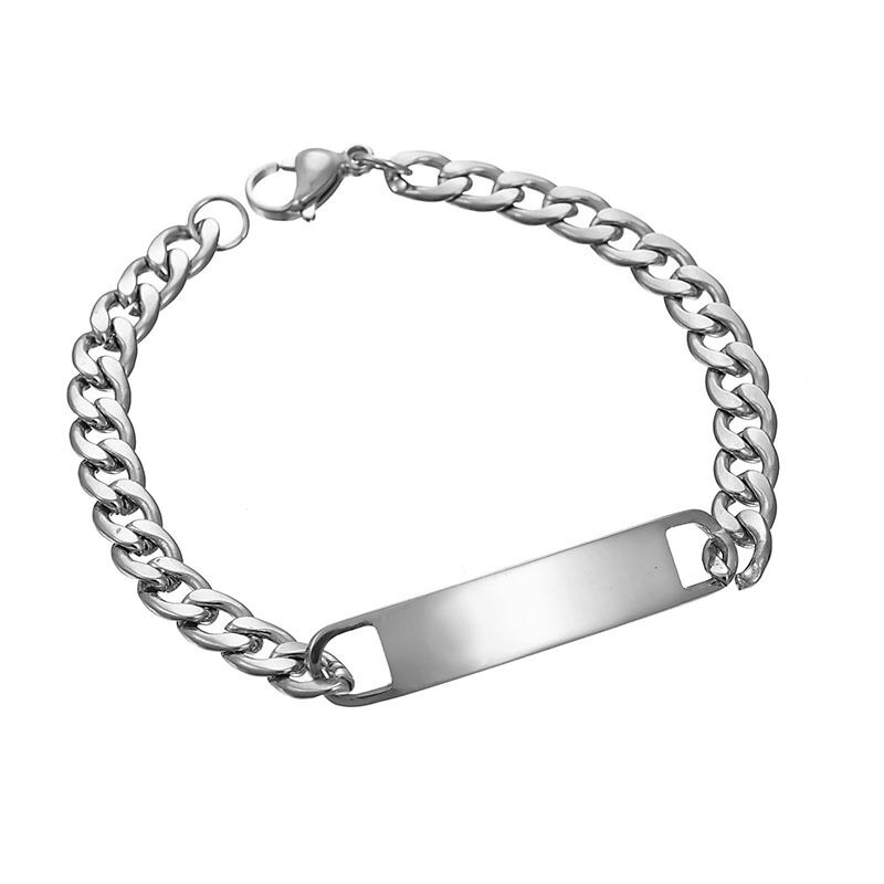 Personalized Stainless Steel Chain Men's Bracelet Custom Text for Father's Day