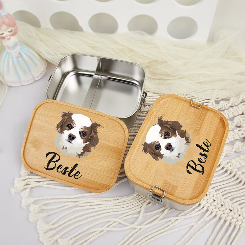 Personalized lunch box with custom photo and name for pet lovers