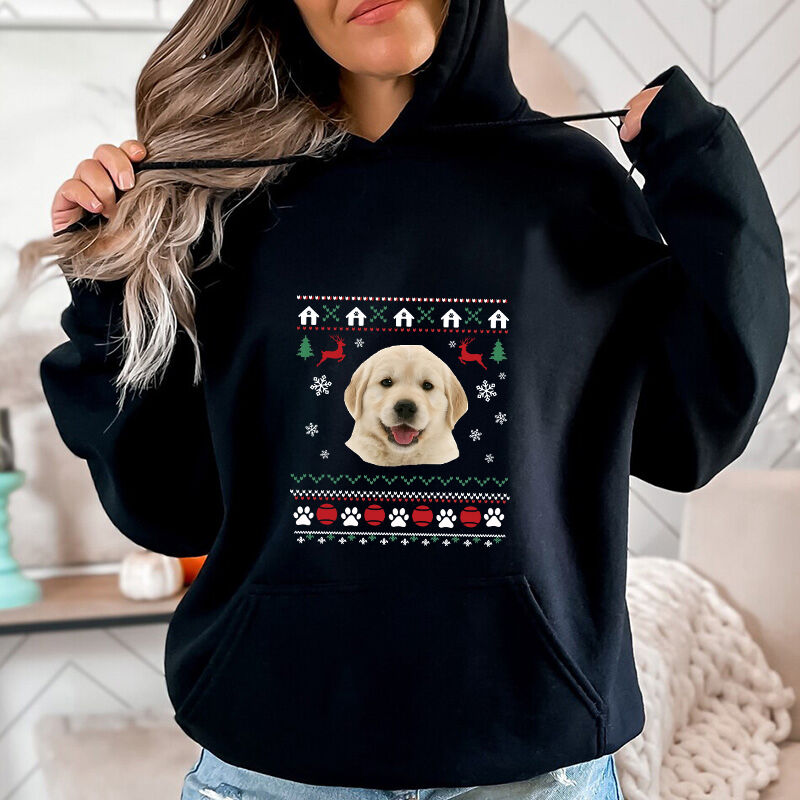 Personalized Hoodie with Custom Pet Picture Design Christmas Gift for Pet Loving Family