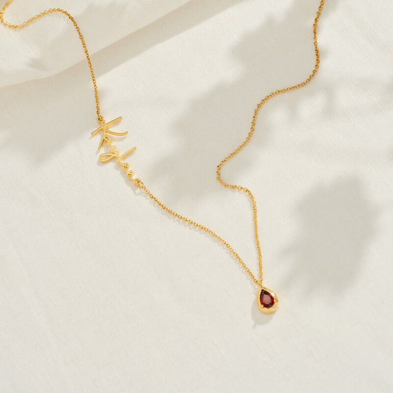 Collier de nom personnalisé avec pierre de naissance Cadeau de Noël exquis et chaleureux pour votre amoureuse