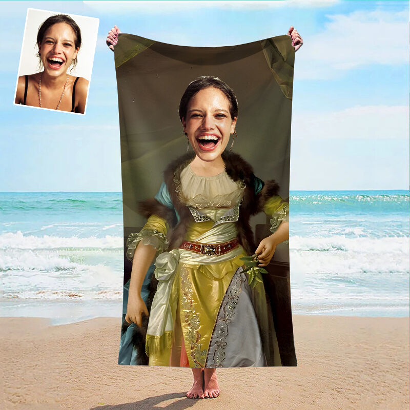 Personalized Picture Bath Towel with Gorgeous Clothes Beautiful Present for Girl