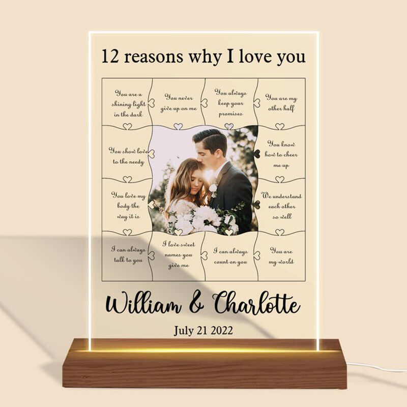 Personalized Picture Acrylic Lamp with Warm Words Precious Gift for Valentine's Day