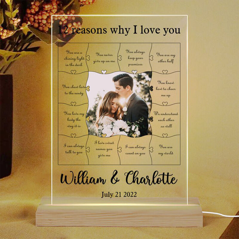 Personalized Picture Acrylic Lamp with Warm Words Precious Gift for Valentine's Day