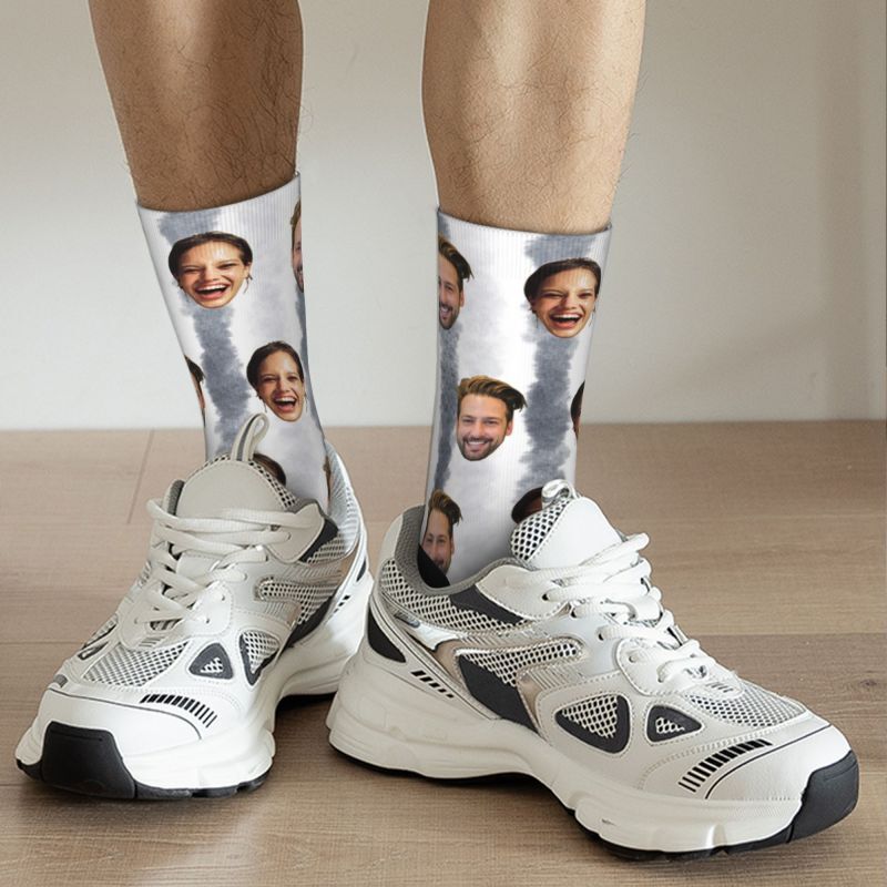 Personalized Face Socks with Stylish Ink Print for Couples