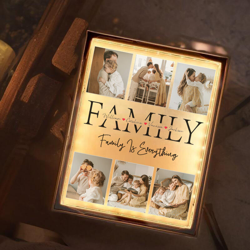 Personalized Picture Mirror Lamp with Custom Name Warm Present for Family