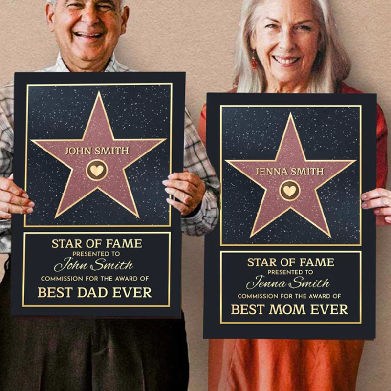 Personalized Name Canvas Wall Art with Star Pattern Perfect Gift for Family