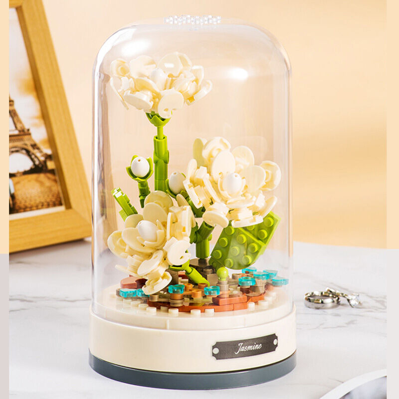 Beautiful Music Box Building Blocks Rose Flowers Best Gift for Girlfriend