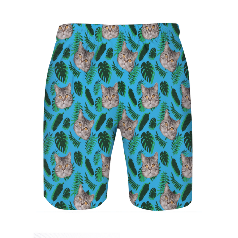 Personalized Picture Men's Blue Beach Shorts Simple Present for Daddy