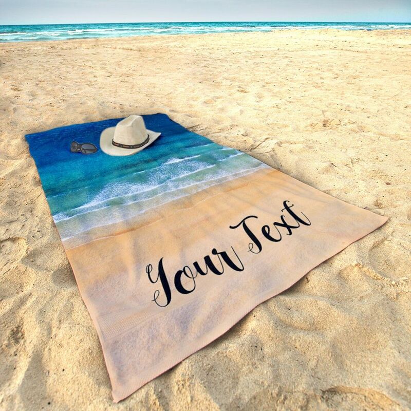 Personalized Name Bath Towel with Sea Pattern Beautiful Present for Friend
