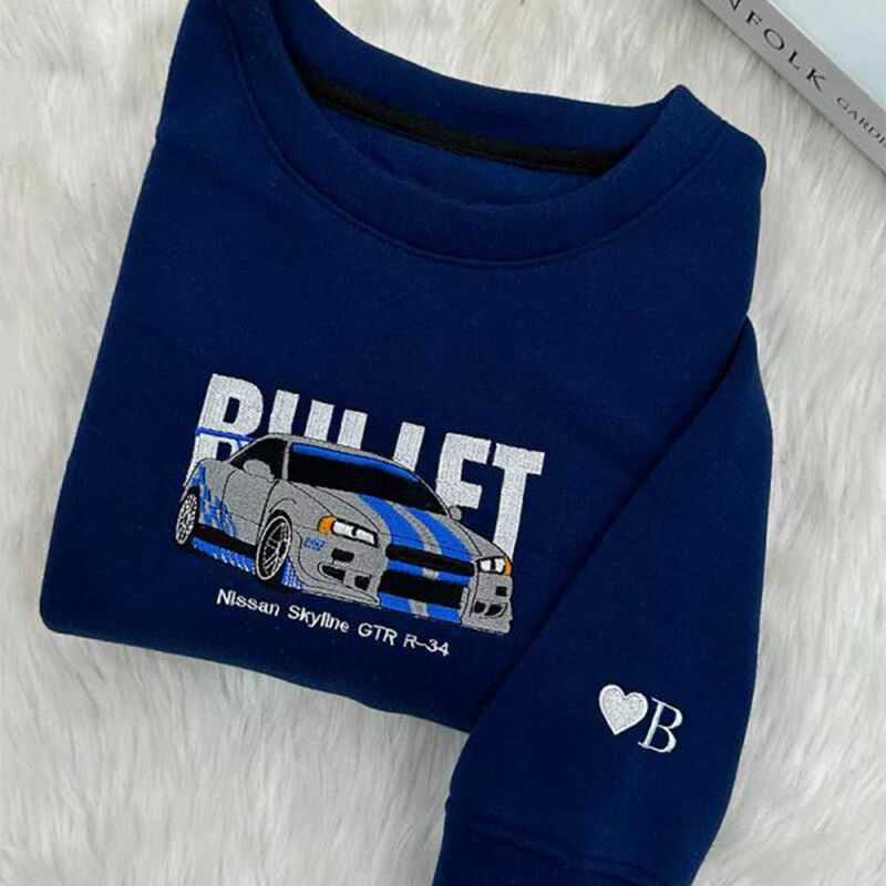 Personalized Sweatshirt Embroidery Fast And Furious Custom Cool Car Design Gift for Couple