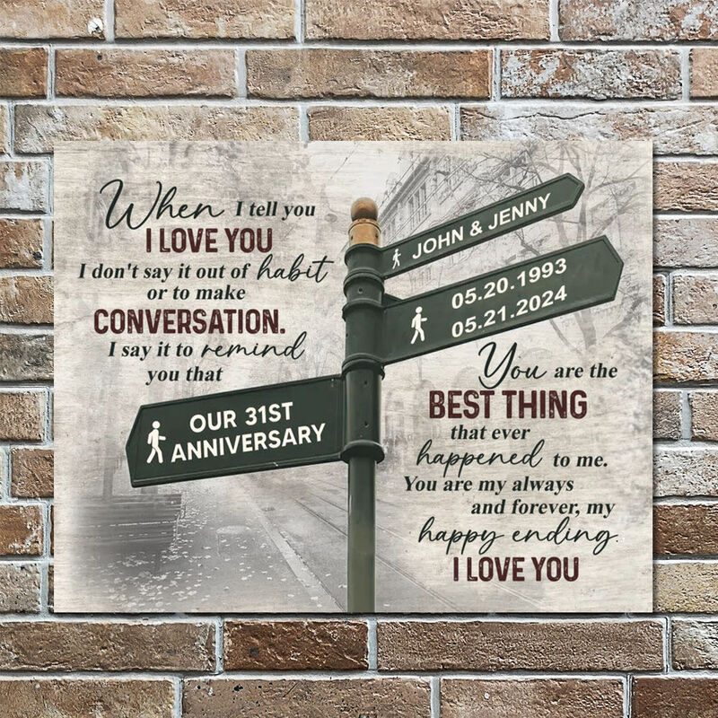 Personalized Name Canvas Wall Art with Retro Street Sign Best Gift for Couples "You're The Best Thing"