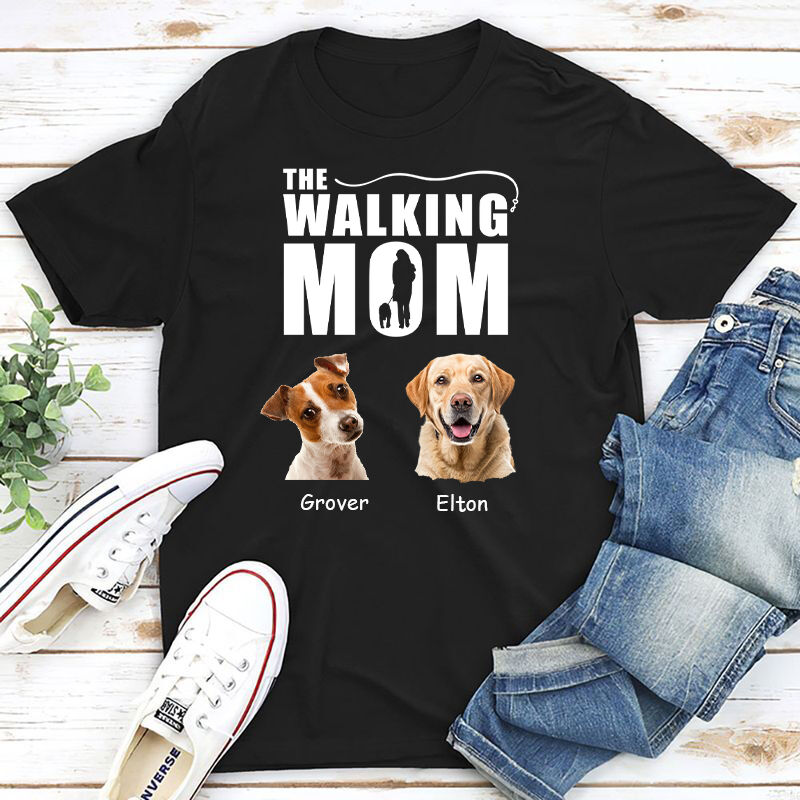 Personalized T-shirt The Walking Dad and Mom with Custom Dog Photo Attractive Gift for Pet Lovers