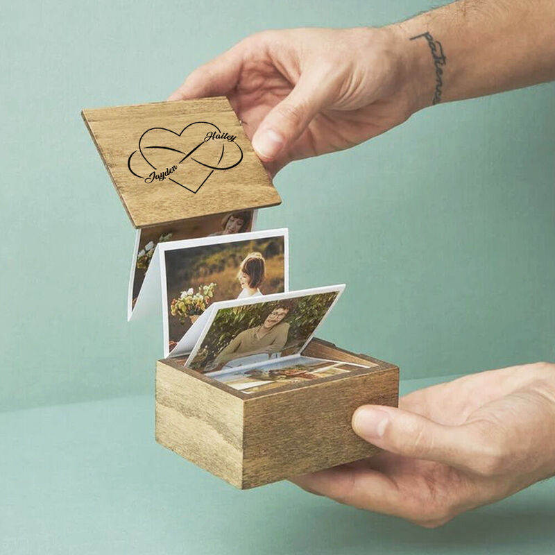 Album photo personnalisé en bois avec boîte photo, cadeau de Saint-Valentin pour petite amie