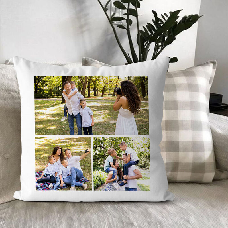 Personalisiertes Quadrat - Foto - Kissen 3D - Heißmalerei Familienfoto Heimdeko - Geschenk für Muttertag