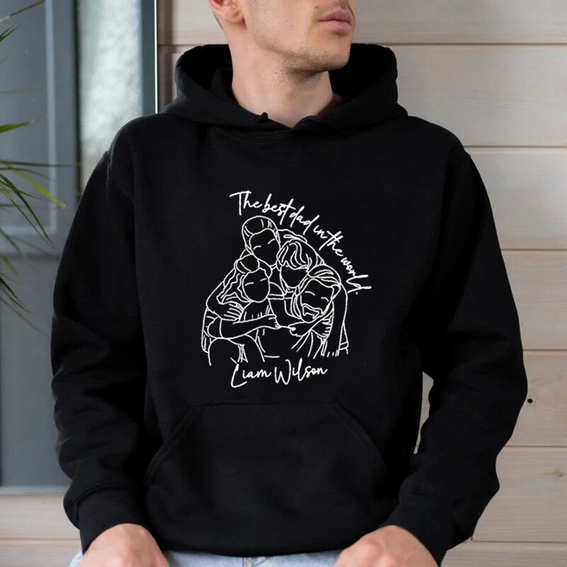 Personalized Hoodie Custom Family Photo Outline Design Creative Gift for Mother's and Father's Day